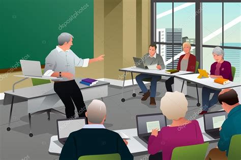 imagen de aula para adultos con clase semipresencial